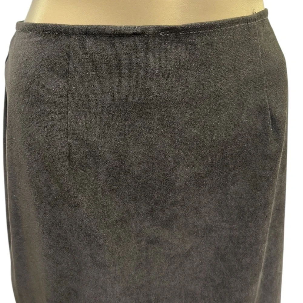 Brown Faux Suede Zip Back Pencil Skirt Sueded Imported Dry Clean Womens 5/6